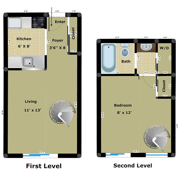 1 bedroom 1 bathroom loft floor plan of Richmond Dairy